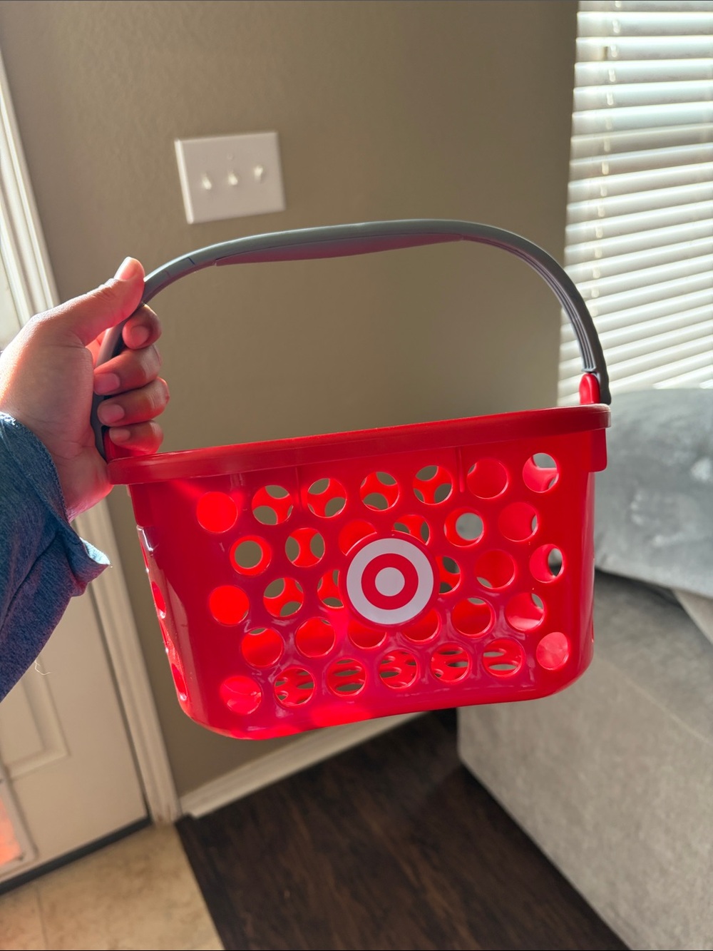 Mini Target Red Plastic Hand Basket with Gray Handle